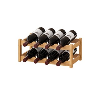 Estante para Vino de Bambú para 8 Botellas, Ecológico, Rectangular, de Sobremesa |   Diseño moderno de mediados de siglo hecho a mano, duradero y ligero |   Aqudus - Product Image 1