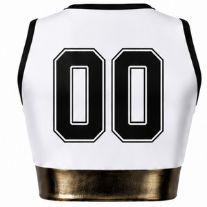 Maillot de cheerleading sans manches sublimé blanc et noir, tenue de sport athlétique pour l'entraînement et la compétition - Product Image 2