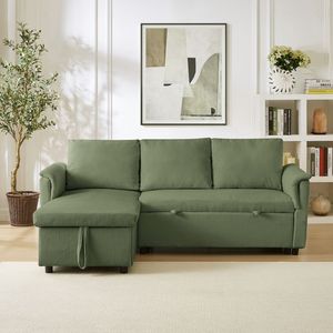 Sofá Modular en Forma de L con Chaise Longue, Tapizado en Corduroy, con Almacenamiento y Función de Cama - Product Image 6