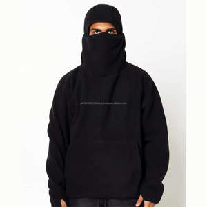 Custom Logo Embroidered Double Hood <b>Ninja</b> Double Layer Pullover Plus Size Heavy Full Zip Balaclava <b>Hoodie</b> Mens Gangster <b>Hoodie</b> - Product Image 1