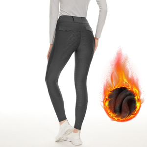 Leggings d'équitation taille haute pour femme, couleur unie, coupe ajustée avec poches et fermeture éclair, pantalon d'entraînement - Product Image 4