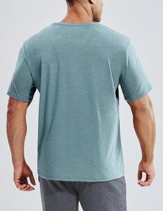 Camiseta de Cuello en V para Hombre, Manga Corta, Jersey de Spandex/Algodón, Suave, Transpirable, Cómoda, Corte Ajustado, Informal, para Verano - Product Image 3