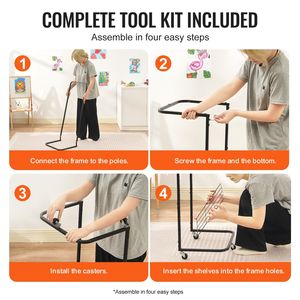 Estante de Secado para Arte y Pintura con 25 Estantes Extraíbles, 17 x 13 x 39.4 Pulgadas, Acero al Carbono con Ruedas Bloqueables - Product Image 6