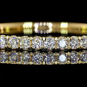 Anillo de compromiso y boda de media eternidad con diamantes cultivados en laboratorio de corte redondo de moda en oro de 10K/14K/18K y plata 925/935 - Product Image 2