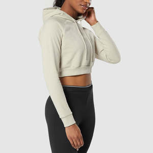 Sudaderas con Capucha Cortas de Punto Personalizadas para Mujer, de Alta Calidad, Color Sólido, Casuales, Holgadas, con Hombros Caídos, Logotipo Frontal, 100% Algodón - Product Image 5