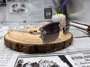 Luxurious Rimless Rectangle Cross Design With <b>Round</b> Cut VVS Moissanite Diamond Accents For Unisex Adult <b>Sunglasses</b> - Product Image 3