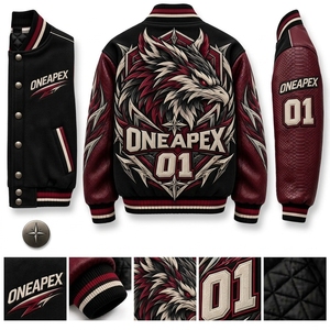 Men's Black Maroon <b>Jacket</b> <b>Baseball</b> Letterman <b>Jacket</b> Wool Body Leather Sleeves Embroidered Design Team <b>Bomber</b> <b>Jacket</b> - Product Image 5
