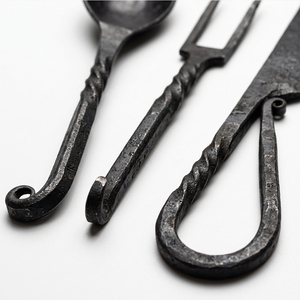 Ensemble de couverts médiévaux traditionnels : collection de fourchettes, cuillères et couteaux pour repas rustiques, événements spéciaux et fournitures hôtelières - Product Image 4