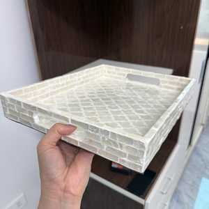Hot Selling Rectangular Seashell <b>MOP</b> Inlay Serving Tray Handcrafted Decorative Coffee Table Tray for Modern Interior Styling - Product Image 5