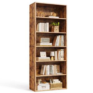 Bibliothèque haute à 6 niveaux de 63 pouces, étagère ouverte sur pied pour la maison, le bureau, le salon, la chambre - Finition rouille - Product Image 1