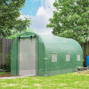 Invernadero Hoop House de 14.6FT X6.5FT X6.6FT con acceso interior, 2 varillas de soporte, puerta de malla enrollable con cremallera, material de vidrio y polietileno - Product Image 2