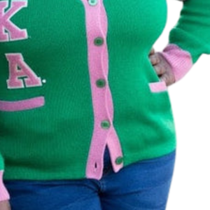 <b>Women's</b> Green and Pink Knit <b>Cardigan</b> Color Block <b>Long</b> Sleeve Sweater Classic Casual Fashion Soft Layering Outerwear Custom - Product Image 4