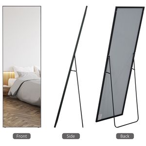 Specchio a Figura Intera Versatile con Cornice Nera in Alluminio, Opzioni Autoportanti o da Parete per Camera da Letto, Soggiorno, Casa, Stile Arcuato - Product Image 4