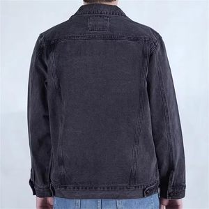 Chaqueta de Mezclilla Negra para Hombre, Estilo Casual, Cierre de Botones, Color Sólido, Corte Regular, Lavado a la Piedra, Otoñal, Lavable, 100% Algodón - Product Image 3