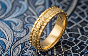 DIVYORO Women's Classic 22k Gold Plated <b>Stacked</b> Texture <b>Ring</b> - Product Image 2