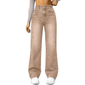 Pantalones Vaqueros Casuales de Cintura Media para Mujer, Ajuste Regular, Resistentes al Agua, Transpirables, Talla Personalizada, Estilo Cargo - Product Image 1