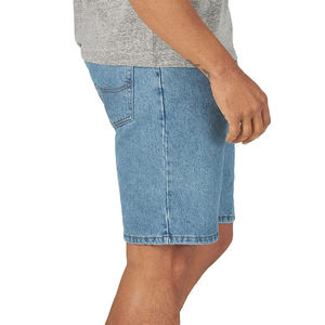 Shorts Bermuda en jean bleu clair pour homme, 100 % coton, taille mi-haute, fermeture boutonnée, style décontracté, délavé, couleur unie - Product Image 4