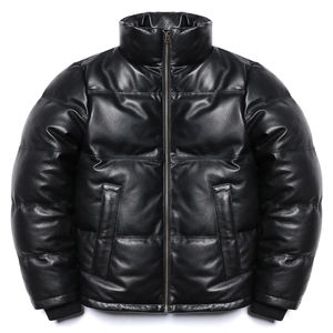 Veste unisexe en cuir véritable de peau de mouton, duvet de canard blanc, capuche en peau de chèvre, manteau chaud et épais pour l'hiver - Product Image 1