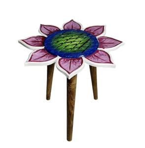 Recién llegado, mesa auxiliar de madera de girasol antiguo, elegante mesa de centro amarilla pintada a mano personalizada para niños, producto a granel para el hogar - Product Image 1