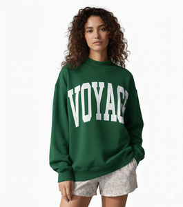 Sweat-shirt surdimensionné doublé à col montant et manches longues pour femme, idéal hiver/automne, en polyester/coton - Product Image 1