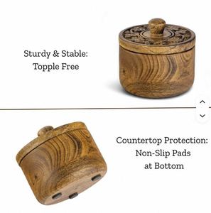 Bol à épices multifonction en bois de manguier avec cuillère, pour le sel, les épices et les herbes, provenant d'un fournisseur indien, au prix de gros, boîte à sel - Product Image 4
