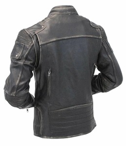 Classic Black Vintage Cafe Racer Genuine Leather <b>Jacket</b> Men Motorcycle <b>Biker</b> <b>Jacket</b> - Product Image 2