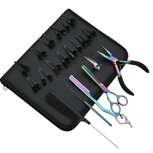 New Hair Extension Tools Kit with Bead crimper & Threading Hook Tool Finger Sectioning Tool NonSlip Salon Sectioning Clips Comb - Product Image 1