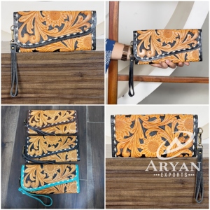 Cartera Larga de Mujer con Diseño Floral de Girasol en Cuero Repujado, de Alta Calidad y Elegante, para Efectivo y Tarjetas - Product Image 1