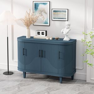 Moderna Credenza Curva da 47,2 Pollici, Tavolo Console in Legno, Mobile Bar con 4 Ante Regolabili, Armadietto Decorativo per Soggiorno - Product Image 2