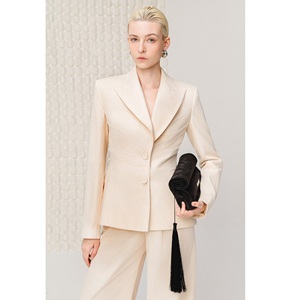 Blazer para Mujer con MOQ Bajo, Chaqueta Peplum a Medida, Suministro ODM, Vestido Blazer Cruzado de Tela de Malla Brillante Sólida para Mujer - Product Image 2