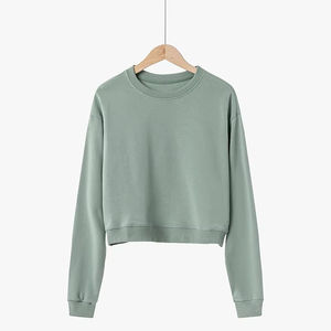 Sweat-shirt court oversize 100% coton pour femme, manches longues, chaud, uni, tendance, avec logo sur le devant, pour l'hiver - Product Image 6