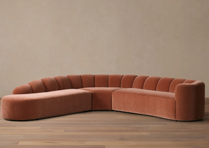 Divano <span class=keywords><strong>Moderno</strong></span> Contemporaneo a Forma di L Ferly, Divano Componibile Curvo con Seduta Profonda per <span class=keywords><strong>Soggiorno</strong></span> di Lusso - Product Image 2