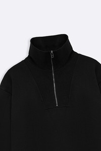 Unisex <b>Black</b> <b>Fleece</b> Knitted Pullover with Hooded Collar and Front Pocket Regular Fit Casual Style Autumn Wear 100% Cotton - Product Image 4