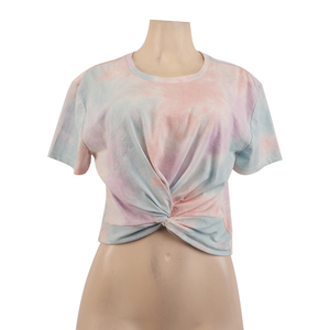 Top corto de punto con efecto tie-dye para mujer, estilo casual - Product Image 5