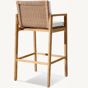 Muebles de silla de madera de teca con detalles de ratán, hermosos y duraderos para uso en exteriores en la terraza o el jardín. - Product Image 4