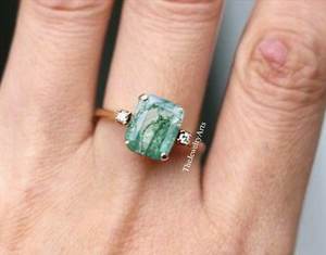 Bague en agate mousse véritable, Bague en agate mousse, Bague en argent sterling 925, Bague en agate naturelle, Cadeau d'anniversaire, Bijoux en agate mousse - Product Image 5