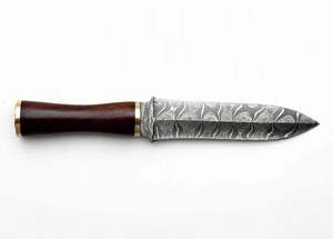 Pointe de lance artisanale en acier de Damas, outil de présentation, manche en bois, accentuations en laiton, pièce de collection - Product Image 6