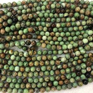 Cuentas de piedra de ópalo verde, cuentas redondas naturales de piedra preciosa, hebra de cuentas para hacer joyas, manualidades DIY - Product Image 5