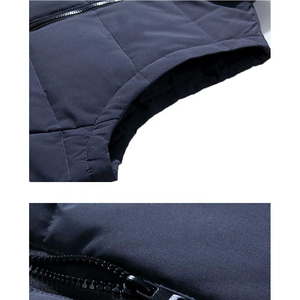 <b>Men's</b> Navy Blue Stand Collar Quilted Puffer <b>Vest</b> Windproof Lightweight Winter Outerwear Sleeveless Zipper Front Casual Style - Product Image 3
