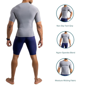 Wholesale <b>Compressed</b> Gym <b>Men</b> Half Sleeve Rash Guard <b>Shirt</b> Anti-Bacterial Breathable Moisture Wicking Eco-Friendly UV Protection - Product Image 2