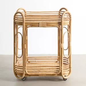 Carrito portátil de mimbre para aperitivos y bebidas, el más vendido, carritos rodantes hechos a mano, decoración para bar en casa - Product Image 5