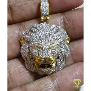 Exclusivo Colgante de León con Piedras de Diamante Moissanite Premium y Estilo Urbano a la Moda - Product Image 3