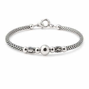 925 Sterling <b>Silver</b> Mesh Chain Beaded Bracelet High Polish Classic Unisex Fashion Jewelry Daily Wear Gift Party Elegant Handmade - Product Image 3