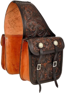 Hand Carved Floral Tooling Beautiful Leather Western Saddle Bag Premium Handmade Genuine Leather Horse Saddle Bag Equestrian - Product Image 1