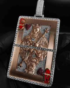 Rose Gold Religious <b>King</b> Pendant With <b>Crown</b> And Staff Moissanite Inlay Bezel Setting Unisex Christian Charm - Product Image 1