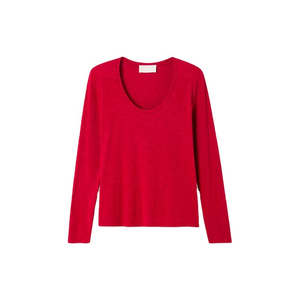 เสื้อยืดคอกลมแขนยาวผู้หญิงแบบสั่งทำ OEM ผ้าฝ้ายถัก 100% สีพื้นลำลอง ระบายอากาศได้ดี ทรงปกติ ใส่ได้ทุกฤดู - Product Image 6