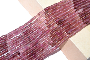 Cuentas de rondelle sombreadas facetadas de turmalina Rosa Cuentas de rondelle de rubelita - Product Image 5