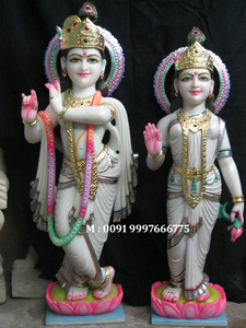 หินอ่อนสีขาวอินเดียไอดอลกฤษณะทาสีพิเศษ Murti อินเดียส่งออกรูปปั้นบูชาฮินดูวัฒนธรรมแฮนด์เมดที่มีคุณภาพสูง - Product Image 3