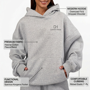 Hoodie surdimensionné à logo personnalisé, marque privée, pour femmes grandes tailles, respirant, épais, à manches longues - Product Image 2