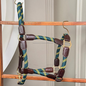 Nouveau licou de cheval en corde tressée durable avec renfort en cuir véritable et matériel en laiton réglable et confortable pour un usage quotidien - Product Image 2